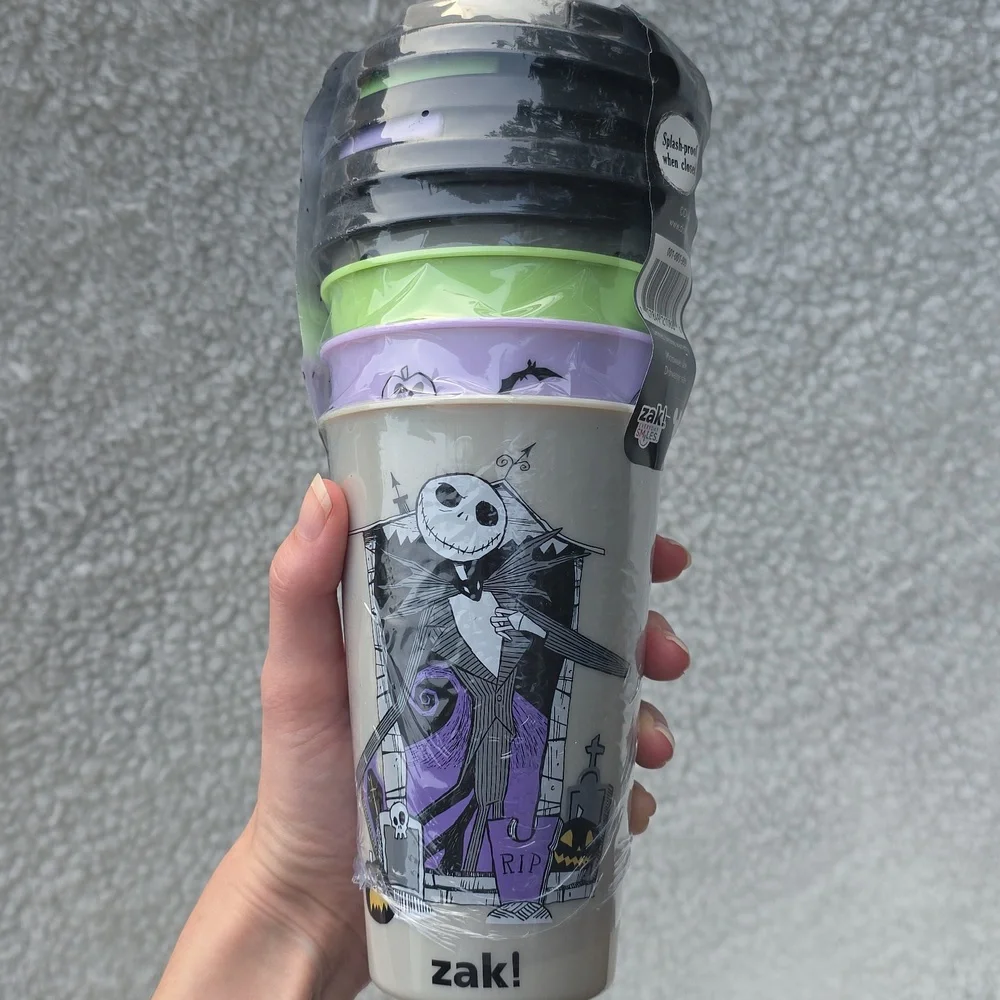 Disney The Nightmare Before Christmas 4 Pack Tumblers W/ Lids Black Green Purple